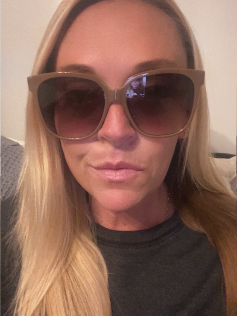Quay Australia Oversized Taupe Frame Sunglasses with Gradient Brown Lenses